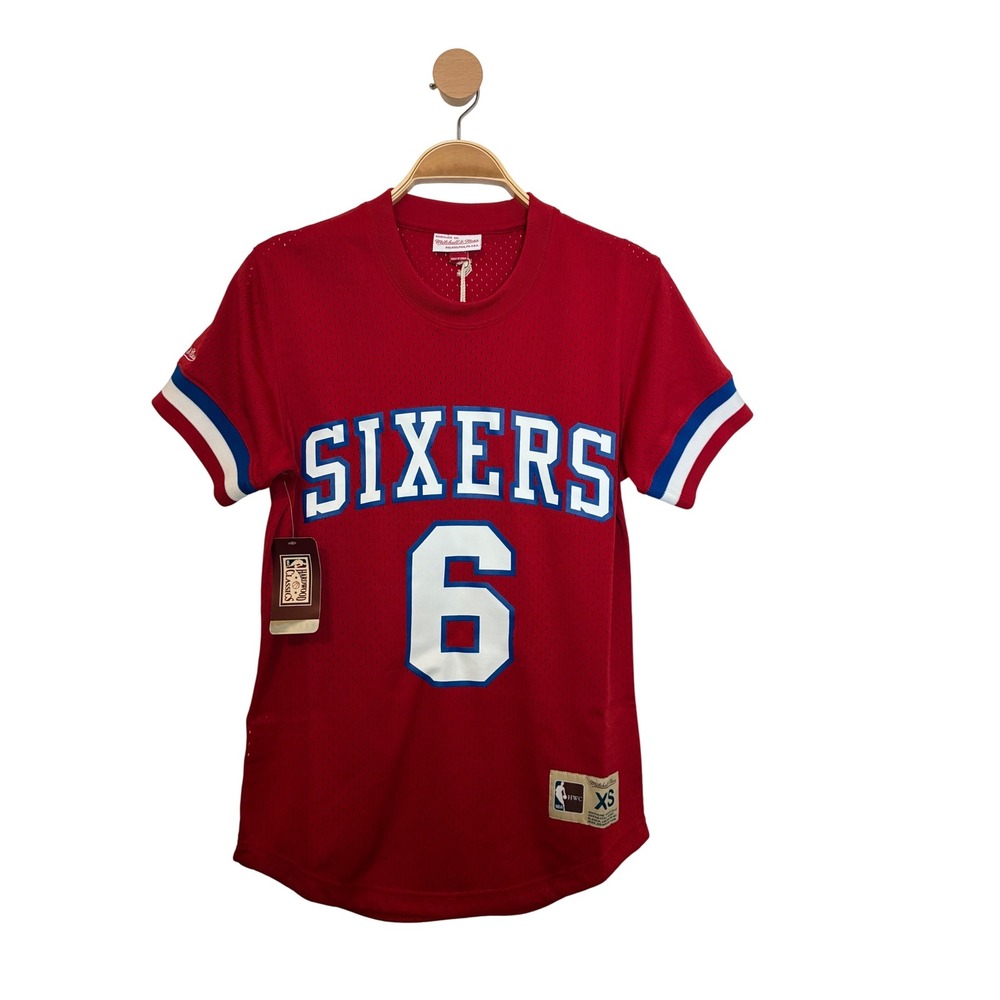 Mitchell & Ness Red 76er Sixers #6 Julius Irving Mesh Jersey